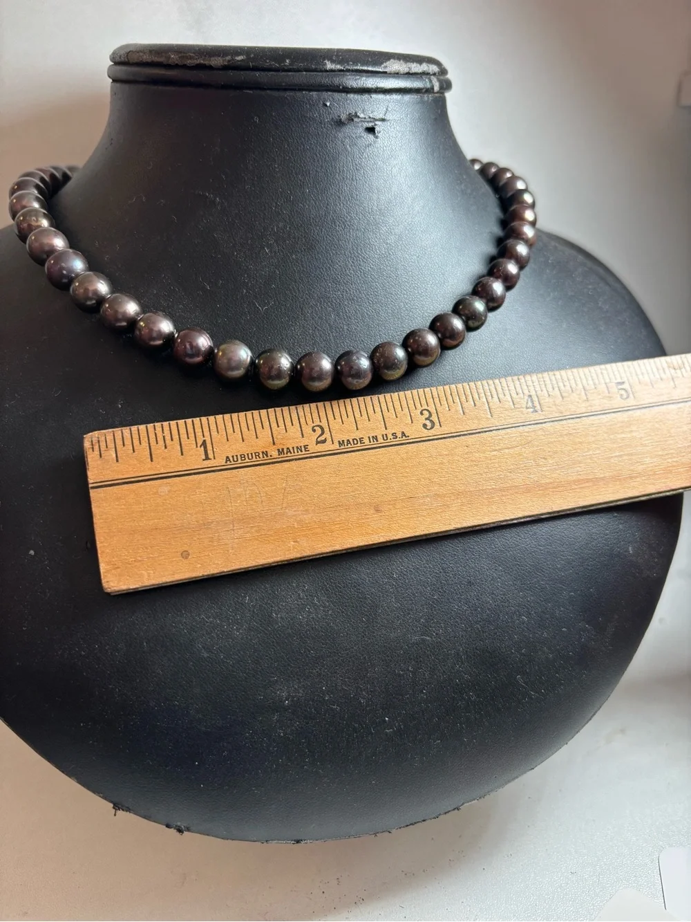 TahitiaBlack Pearl Strand Necklace Hand Knotted Iridescent Filigree Clasp